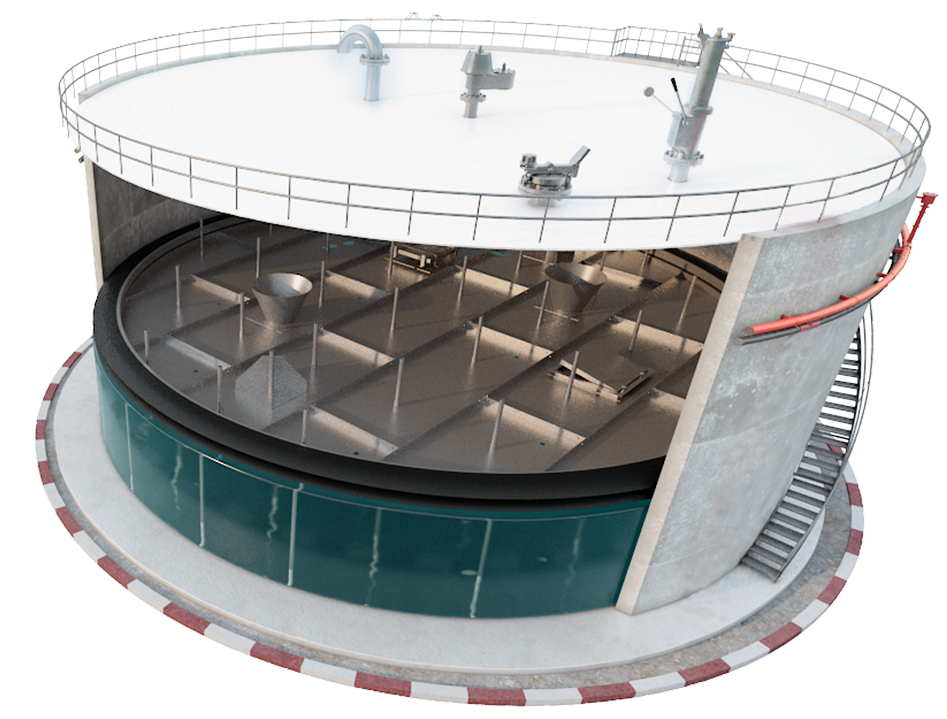 صورة تحتوي على أنواع  storage tanks ، خصوصا خزانات ذات أسقف عائمة داخلية (Internal floating roof storage tanks)